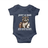 Just A Dad Who Always Came Back With The Milk Baby Onesie Retro Raccoon Camo Fathers Day - Wonder Print Shop