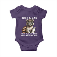 Just A Dad Who Always Came Back With The Milk Baby Onesie Retro Raccoon Camo Fathers Day - Wonder Print Shop