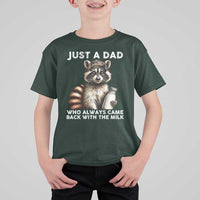 Just A Dad Who Always Came Back With The Milk T Shirt For Kid Retro Raccoon Camo Fathers Day - Wonder Print Shop