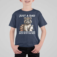 Just A Dad Who Always Came Back With The Milk T Shirt For Kid Retro Raccoon Camo Fathers Day - Wonder Print Shop