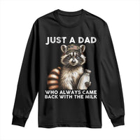 Just A Dad Who Always Came Back With The Milk Long Sleeve Shirt Retro Raccoon Camo Fathers Day - Wonder Print Shop