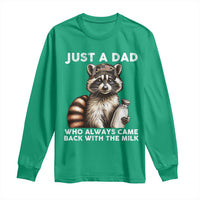 Just A Dad Who Always Came Back With The Milk Long Sleeve Shirt Retro Raccoon Camo Fathers Day - Wonder Print Shop