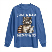 Just A Dad Who Always Came Back With The Milk Long Sleeve Shirt Retro Raccoon Camo Fathers Day - Wonder Print Shop