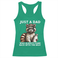 Just A Dad Who Always Came Back With The Milk Racerback Tank Top Retro Raccoon Camo Fathers Day - Wonder Print Shop