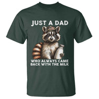 Just A Dad Who Always Came Back With The Milk T Shirt Retro Raccoon Camo Fathers Day - Wonder Print Shop