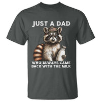 Just A Dad Who Always Came Back With The Milk T Shirt Retro Raccoon Camo Fathers Day - Wonder Print Shop