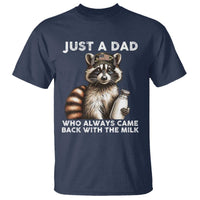 Just A Dad Who Always Came Back With The Milk T Shirt Retro Raccoon Camo Fathers Day - Wonder Print Shop