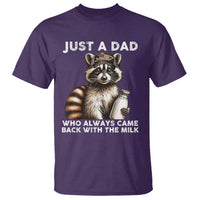 Just A Dad Who Always Came Back With The Milk T Shirt Retro Raccoon Camo Fathers Day - Wonder Print Shop