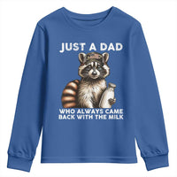 Just A Dad Who Always Came Back With The Milk Youth Sweatshirt Retro Raccoon Camo Fathers Day - Wonder Print Shop