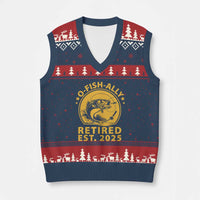 Fishing Retirement V-Neck Knit Sweater Vest O-Fish-Ally Retired 2025 For Fisherman - Wonder Print Shop