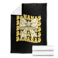 Bananas Coquette Bow Throw Blanket Retro Banana Lovers Women Girls Kids