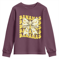 Bananas Coquette Bow Youth Sweatshirt Retro Banana Lovers Women Girls Kids
