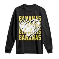 Retro Bananas Long Sleeve Shirt Vintage Baseball Heart Graphic Game Day Gifts