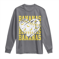 Retro Bananas Long Sleeve Shirt Vintage Baseball Heart Graphic Game Day Gifts