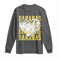 Retro Bananas Long Sleeve Shirt Vintage Baseball Heart Graphic Game Day Gifts