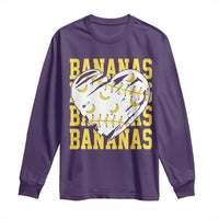 Retro Bananas Long Sleeve Shirt Vintage Baseball Heart Graphic Game Day Gifts