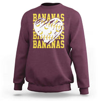 Retro Bananas Sweatshirt Vintage Baseball Heart Graphic Game Day Gifts