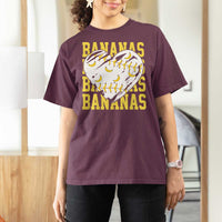Retro Bananas T Shirt For Women Vintage Baseball Heart Graphic Game Day Gifts