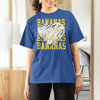 Retro Bananas T Shirt For Women Vintage Baseball Heart Graphic Game Day Gifts