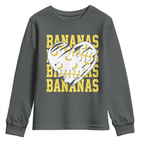Retro Bananas Youth Sweatshirt Vintage Baseball Heart Graphic Game Day Gifts