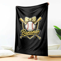Bananas Coquette Bow Throw Blanket Baseball Bats Banana Lovers Women Girls Kids