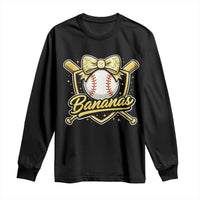 Bananas Coquette Bow Long Sleeve Shirt Baseball Bats Banana Lovers Women Girls Kids