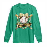 Bananas Coquette Bow Long Sleeve Shirt Baseball Bats Banana Lovers Women Girls Kids