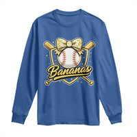 Bananas Coquette Bow Long Sleeve Shirt Baseball Bats Banana Lovers Women Girls Kids