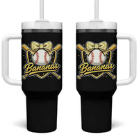 Bananas Coquette Bow Tumbler With Handle Baseball Bats Banana Lovers Women Girls Kids