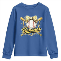 Bananas Coquette Bow Youth Sweatshirt Baseball Bats Banana Lovers Women Girls Kids
