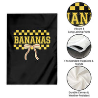 Bananas Coquette Bow Checkered Garden Flag Women Girls Kids