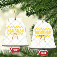 Bananas Coquette Bow Checkered Ceramic Ornament Women Girls Kids