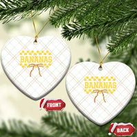 Bananas Coquette Bow Checkered Ceramic Ornament Women Girls Kids