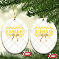 Bananas Coquette Bow Checkered Ceramic Ornament Women Girls Kids