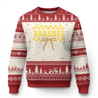 Bananas Coquette Bow Checkered Ugly Christmas Sweater Women Girls Kids