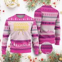 Bananas Coquette Bow Checkered Ugly Christmas Sweater Women Girls Kids