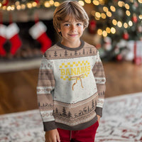 Bananas Coquette Bow Checkered Ugly Christmas Sweater Women Girls Kids