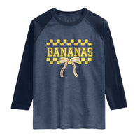 Bananas Coquette Bow Checkered Raglan Shirt Women Girls Kids