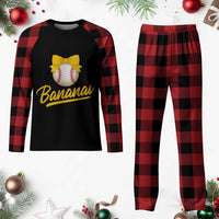 Bananas Coquette Bow Plaid Pajama Set Banana Retro Popular Fruit Humor Cute Girls Kids