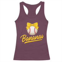 Bananas Coquette Bow Racerback Tank Top Banana Retro Popular Fruit Humor Cute Girls Kids