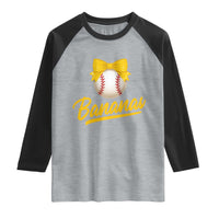 Bananas Coquette Bow Raglan Shirt Banana Retro Popular Fruit Humor Cute Girls Kids