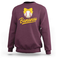Bananas Coquette Bow Sweatshirt Banana Retro Popular Fruit Humor Cute Girls Kids
