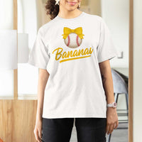 Bananas Coquette Bow T Shirt For Women Banana Retro Popular Fruit Humor Cute Girls Kids