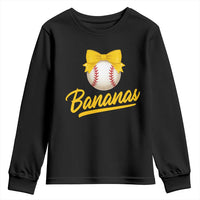Bananas Coquette Bow Youth Sweatshirt Banana Retro Popular Fruit Humor Cute Girls Kids