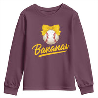 Bananas Coquette Bow Youth Sweatshirt Banana Retro Popular Fruit Humor Cute Girls Kids