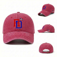 Dominican Republic Washed Cotton Baseball Cap Distressed RD Flag Dominican Pride