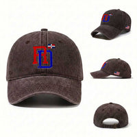 Dominican Republic Washed Cotton Baseball Cap Distressed RD Flag Dominican Pride