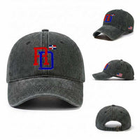 Dominican Republic Washed Cotton Baseball Cap Distressed RD Flag Dominican Pride