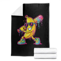 Banana Baseball Drip Throw Blanket Funny Baseball Drip Ice Cream Kids Youth Boys