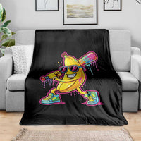 Banana Baseball Drip Throw Blanket Funny Baseball Drip Ice Cream Kids Youth Boys